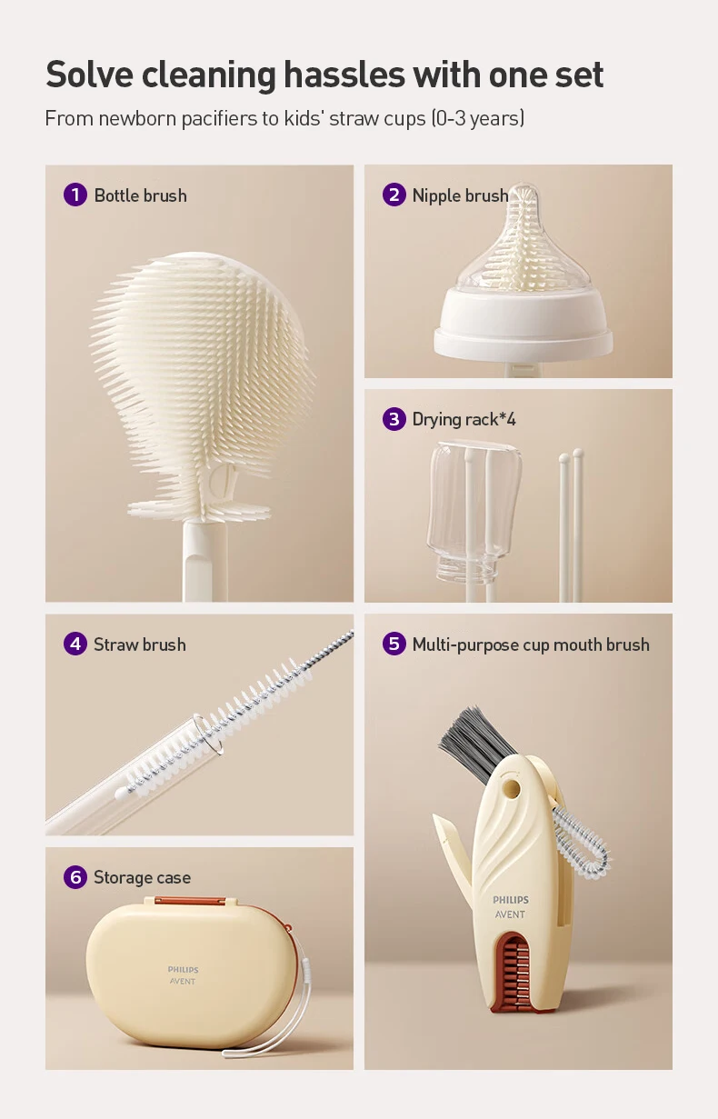 Philips Avent Baby Bottle Brush Bottle Cleaning Travel Set 7 In 1