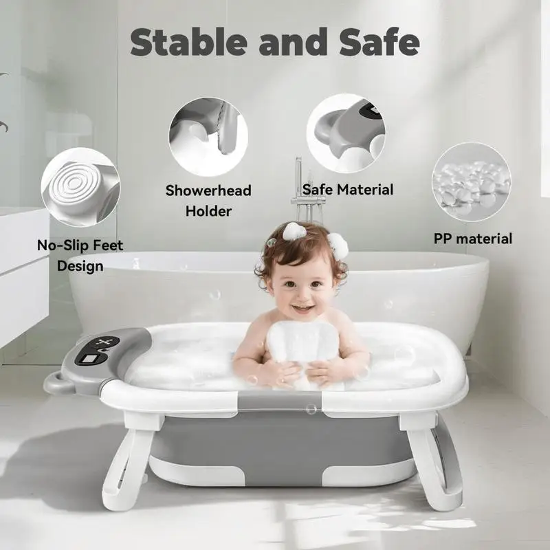 Foldable Baby Bath Tub with Temp Monitor