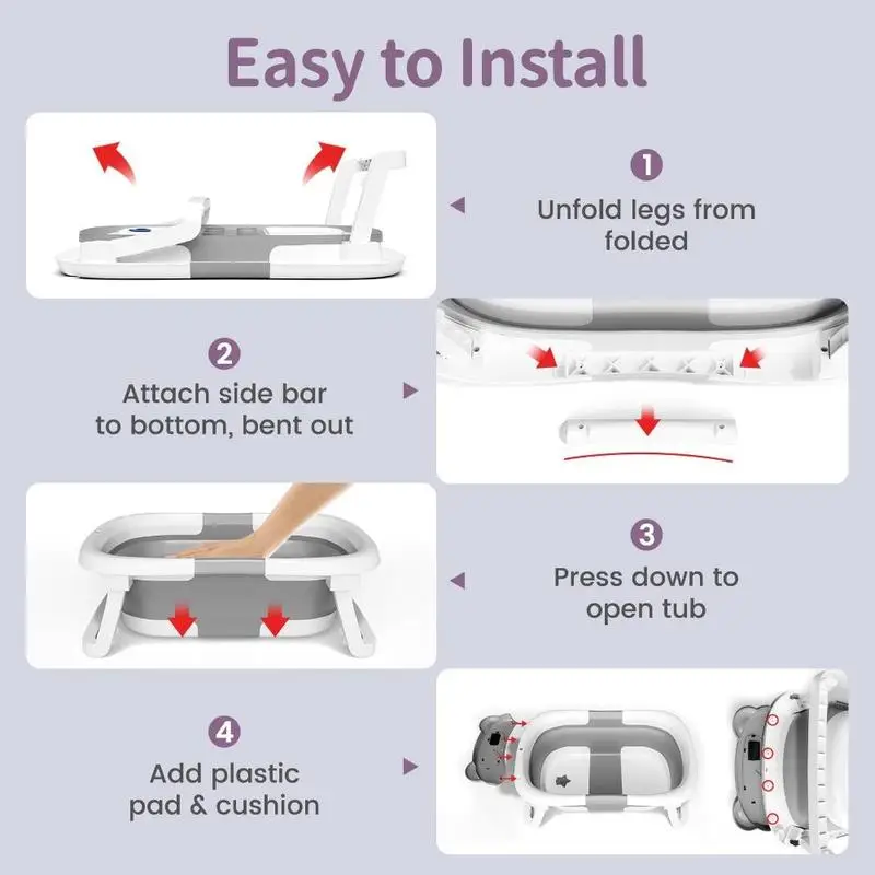 Foldable Baby Bath Tub with Temp Monitor